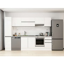 Alvinka 285X210 cm High Gloss Mutfak Dolabı MB-E80B40S45-1 Beyaz - Mdf