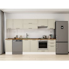 Alvinka 285X210 cm Klasik Mebran Mutfak Dolabı M-E80S40S45-1 Kumtaşı - Mdf