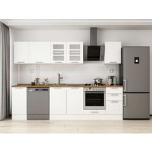 Alvinka 295X210 cm Klasik Mebran Mutfak Dolabı M-E90S40S45-3 Beyaz - Suntalam