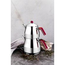 PremiumPort Kırmızı Çelik Çaydanlık, Şık ve Dayanıklı Tasarım