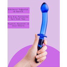 Erotist 25CM Double Ended Blue Glass Dildo Set With Strawberry Lubricating Gel, Unisex Pleasure Toy