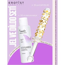 Erotist 25CM Double Ended Textured Glass Dildo Set With Strawberry Lubricating Gel, Unisex Pleasure Toy