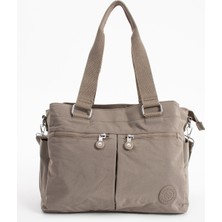 ÖZER-3026-SANMORRIS Kadın Büyük Boy Siyah Renkli Bölmeli Suya Dayanıklı Krinkıl Kumaş Çapraz ve Omuz Askılı Çanta