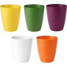 Badem10 (5 Adet) Kırılmaz Plastik Dekoratif Farklı Renkte Balkon Orkide Bitki Saksı Seti Orkide Saksısı