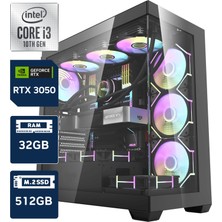Gökkuşağı Bilgisayar Luxury DS900 İ3-10105/32GB DDR4/512GB M.2 Ssd/rtx 3050 Oc/dos Oyuncu Bilgisayarı
