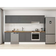 Alvinka 295X210 cm Klasik Mebran Mutfak Dolabı M-E90S45S40-1 Antrasit - Mdf
