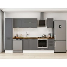 Alvinka 295X210 cm Klasik Mebran Mutfak Dolabı MB-E90B45S40-2 Antrasit - Suntalam