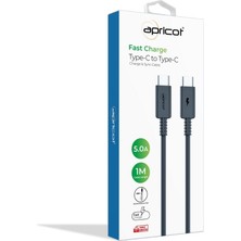 BAYÇAĞRI Apricot APC-A160T Type-C To Type-C 1m 5 Amper Siyah Şarj + Data Kablosu