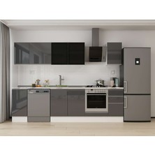 Alvinka 290X210 cm High Gloss Mutfak Dolabı M-E90S40S40-3 Antrasit - Suntalam