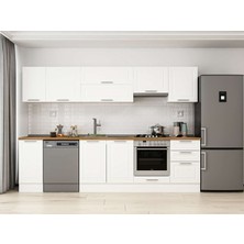 Alvinka 290X210 cm Klasik Mebran Mutfak Dolabı M-E80S40S50-1 Beyaz - Mdf