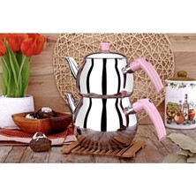 PremiumPort Şık Pembe-Fuşya Çaydanlık Seti, 4 Parça, Orta Küre Tasarım