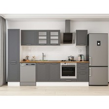Alvinka 290X210 cm Klasik Mebran Mutfak Dolabı MB-E80B45S45-3 Antrasit - Mdf
