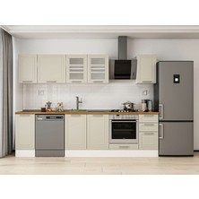 Alvinka 290X210 cm Klasik Mebran Mutfak Dolabı M-E90S40S40-3 Kumtaşı - Mdf