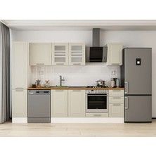 Alvinka 290X210 cm Klasik Mebran Mutfak Dolabı MB-E90B40S40-3 Kumtaşı - Suntalam