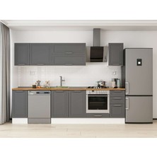 Alvinka 290X210 cm Klasik Mebran Mutfak Dolabı M-E90S40S40-2 Antrasit - Mdf