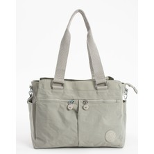 ÖZER-3026-SANMORRIS Kadın Büyük Boy Siyah Renkli Bölmeli Suya Dayanıklı Krinkıl Kumaş Çapraz ve Omuz Askılı Çanta