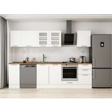 Alvinka 290X210 cm Klasik Mebran Mutfak Dolabı M-E80S40S50-3 Beyaz - Mdf