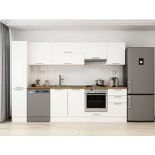 Alvinka 290X210 cm Klasik Mebran Mutfak Dolabı MB-E80B40S50-1 Beyaz - Suntalam