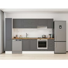 Alvinka 290X210 cm Klasik Mebran Mutfak Dolabı MB-E90B40S40-1 Antrasit - Suntalam