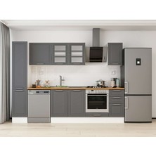 Alvinka 290X210 cm Klasik Mebran Mutfak Dolabı MB-E90B40S40-3 Antrasit - Suntalam