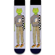 Neşeli Çoraplar Cool Frog Renkli Unisex Çorap
