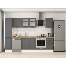 Alvinka 295X210 cm Klasik Mebran Mutfak Dolabı MB-E90B40S45-3 Antrasit - Suntalam