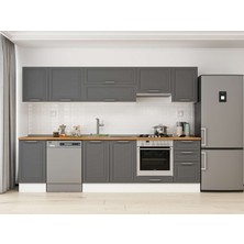 Alvinka 295X210 cm Klasik Mebran Mutfak Dolabı M-E90S40S45-1 Antrasit - Suntalam