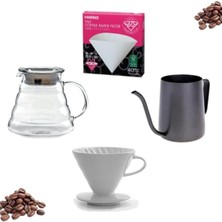 PremiumPort Premium Beyaz 4’lü Filtre Kahve Seti ile Kahve Keyfini Yükseltin