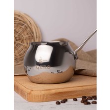 PremiumPort 600 ml Çelik Küre Cezve, Gümüş Kulplu, Şık ve Dayanıklı Tasarım