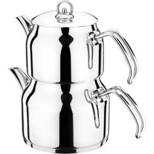 PremiumPort Mini Çelik Metal Kulp Imaj Çaydanlık Gümüş Renkli, Şık ve Dayanıklı