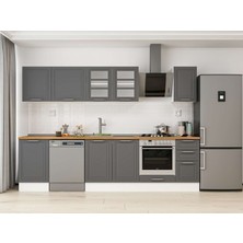 Alvinka 290X210 cm Klasik Mebran Mutfak Dolabı M-E80S50S40-3 Antrasit - Suntalam