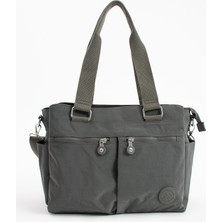 ÖZER-3026-SANMORRIS Kadın Büyük Boy Siyah Renkli Bölmeli Suya Dayanıklı Krinkıl Kumaş Çapraz ve Omuz Askılı Çanta