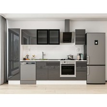 Alvinka 285X210 cm High Gloss Mutfak Dolabı MB-E80B45S40-3 Antrasit - Suntalam