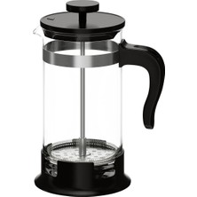 PremiumPort Içecekleriniz Için 1l Cam French Press, Paslanmaz Çelik Detaylı, 22 cm