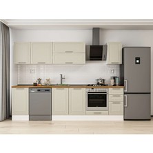 Alvinka 295X210 cm Klasik Mebran Mutfak Dolabı M-E90S45S40-2 Kumtaşı - Mdf