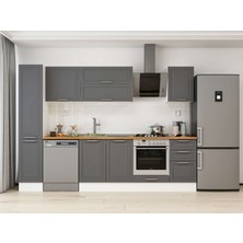 Alvinka 295X210 cm Klasik Mebran Mutfak Dolabı MB-E90B40S45-2 Antrasit - Suntalam