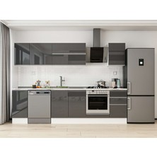 Alvinka 285X210 cm High Gloss Mutfak Dolabı M-E80S40S45-2 Antrasit - Mdf