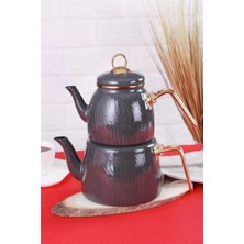 PremiumPort Emaye Çaydanlık Takımı, Şık ve Dayanıklı, Gri Renk, 6 Parça