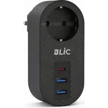 Blic Rose Teknoloji Ftr-07 Termal Akım Korumalı 2 USB 1 TYPE-C Girişli Duvar Tipi Priz