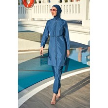 Remsa Mayo Önü Kapaklı Paraşüt Tam Kapalı Tesettür Mayo Nuray Açık Lacivert