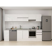 Alvinka 295X210 cm High Gloss Mutfak Dolabı M-E90S40S45-1 Beyaz - Mdf
