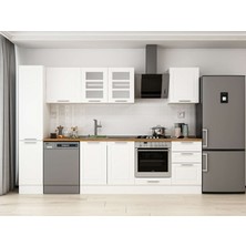 Alvinka 290X210 cm Klasik Mebran Mutfak Dolabı MB-E80B40S50-3 Beyaz - Mdf