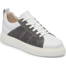 Tergan Gri Hakiki Deri Erkek Sneaker - E25I1AY57283-B43
