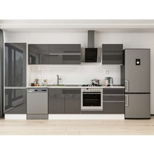 Alvinka 320X210 cm High Gloss Mutfak Dolabı MB-E80B60S60-2 Antrasit - Suntalam