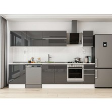 Alvinka 310X210 cm High Gloss Mutfak Dolabı M-E90S60S40-2 Antrasit - Mdf