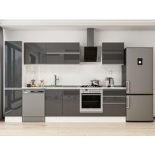 Alvinka 315X210 cm High Gloss Mutfak Dolabı MB-E90B45S60-2 Antrasit - Suntalam