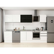 Alvinka 320X210 cm High Gloss Mutfak Dolabı M-E90S60S50-3 Beyaz - Suntalam