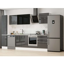 Alvinka 315X210 cm High Gloss Mutfak Dolabı MB-E90B45S60-3 Antrasit - Suntalam