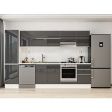 Alvinka 310X210 cm High Gloss Mutfak Dolabı MB-E90B50S50-1 Antrasit - Mdf