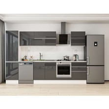 Alvinka 320X210 cm High Gloss Mutfak Dolabı MB-E90B50S60-2 Antrasit - Suntalam